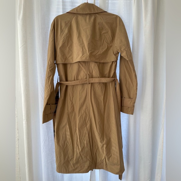 Abercrombie & Fitch Tan / Camel Trench Coat with Red Plaid Lining - Picture 5 of 10